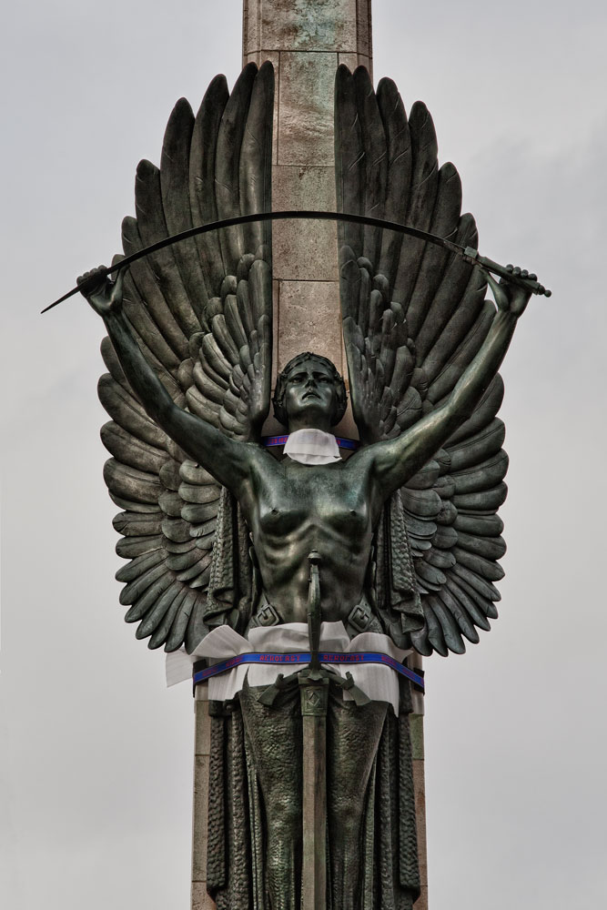 The Angel bending the sword of war of The Citizens' War Memorial